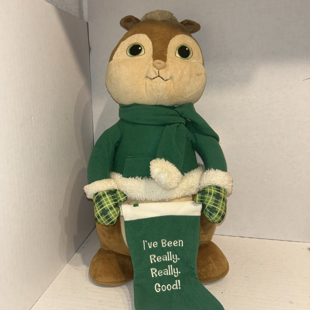 Dyno‎ Alvin & The Chipmunks Plush Jumbo 18" Greeter Christmas Theodore Green
